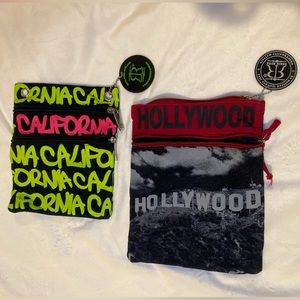 California Robin Ruth Crossbody Bag Purse pouches x2: CA & Hollywood
